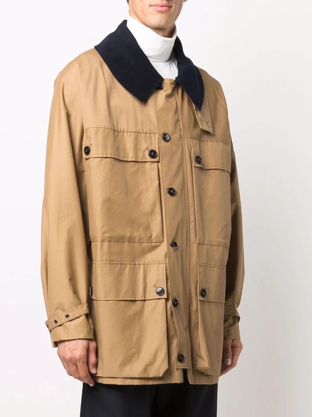 contrasting-collar multiple-pocket jacket - 3