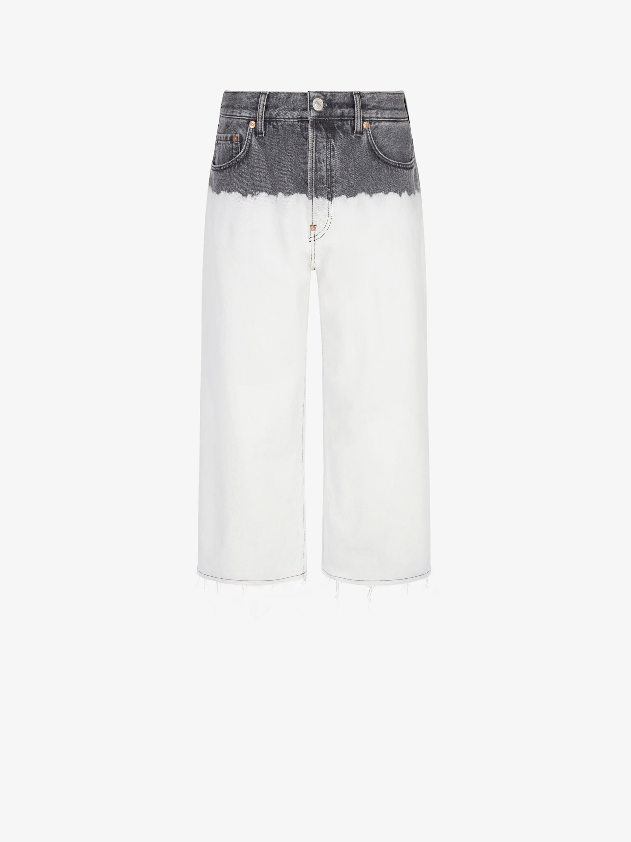 Two tone short baggy jeans in denim - 1