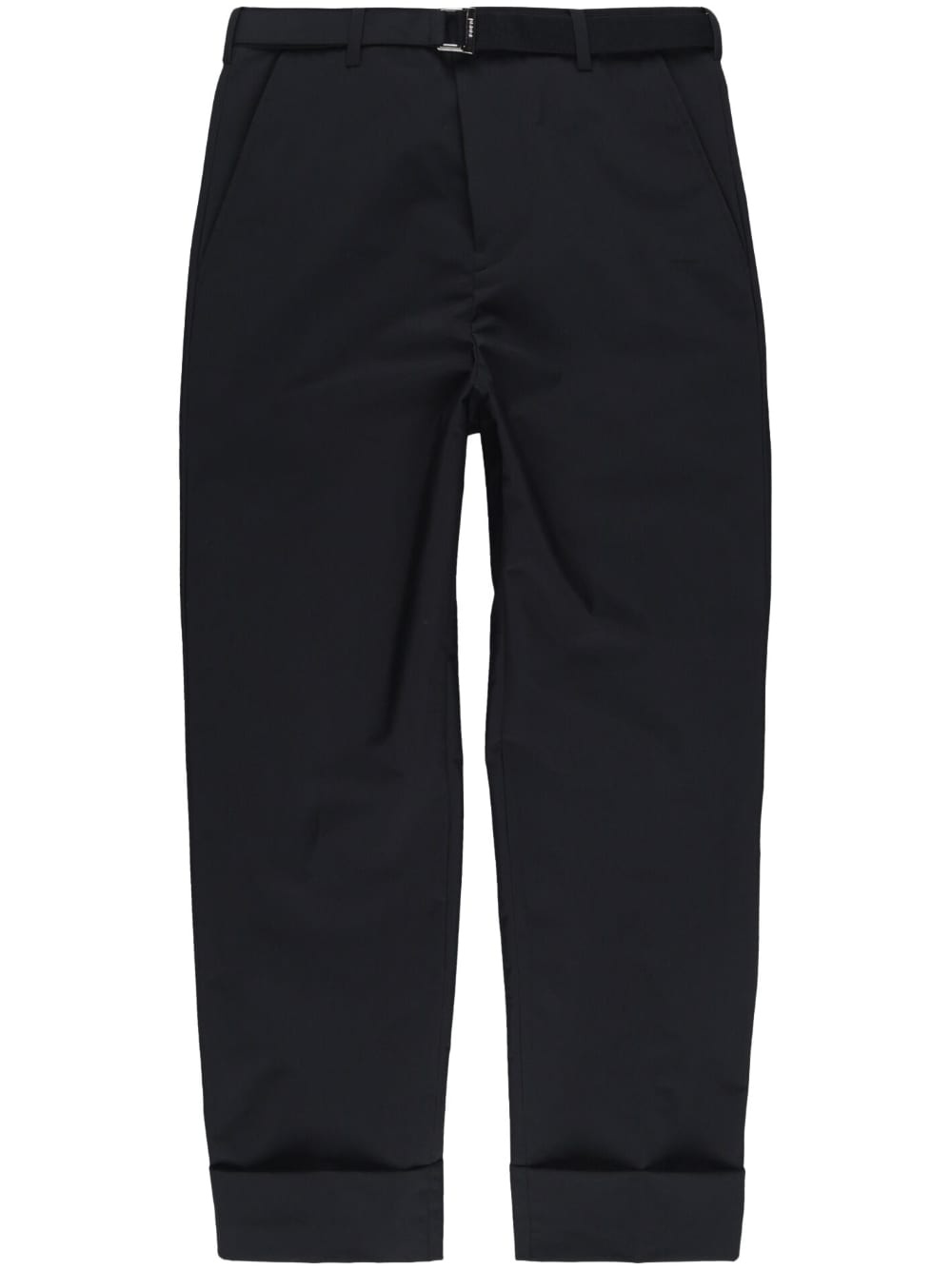 cropped belted turn-up trousers - 1
