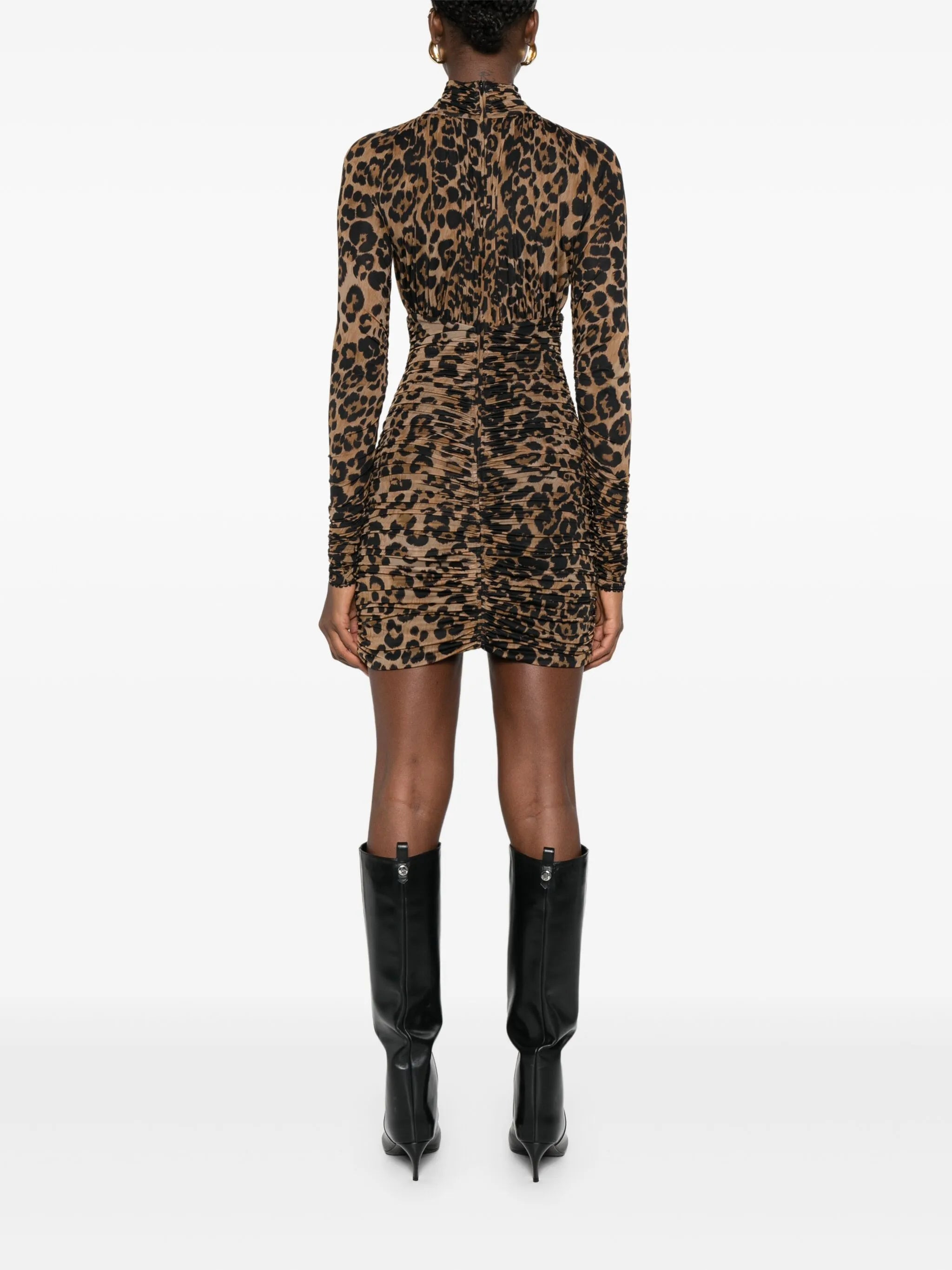 Blumarine Leopard-print Ruched Mini Dress - 4