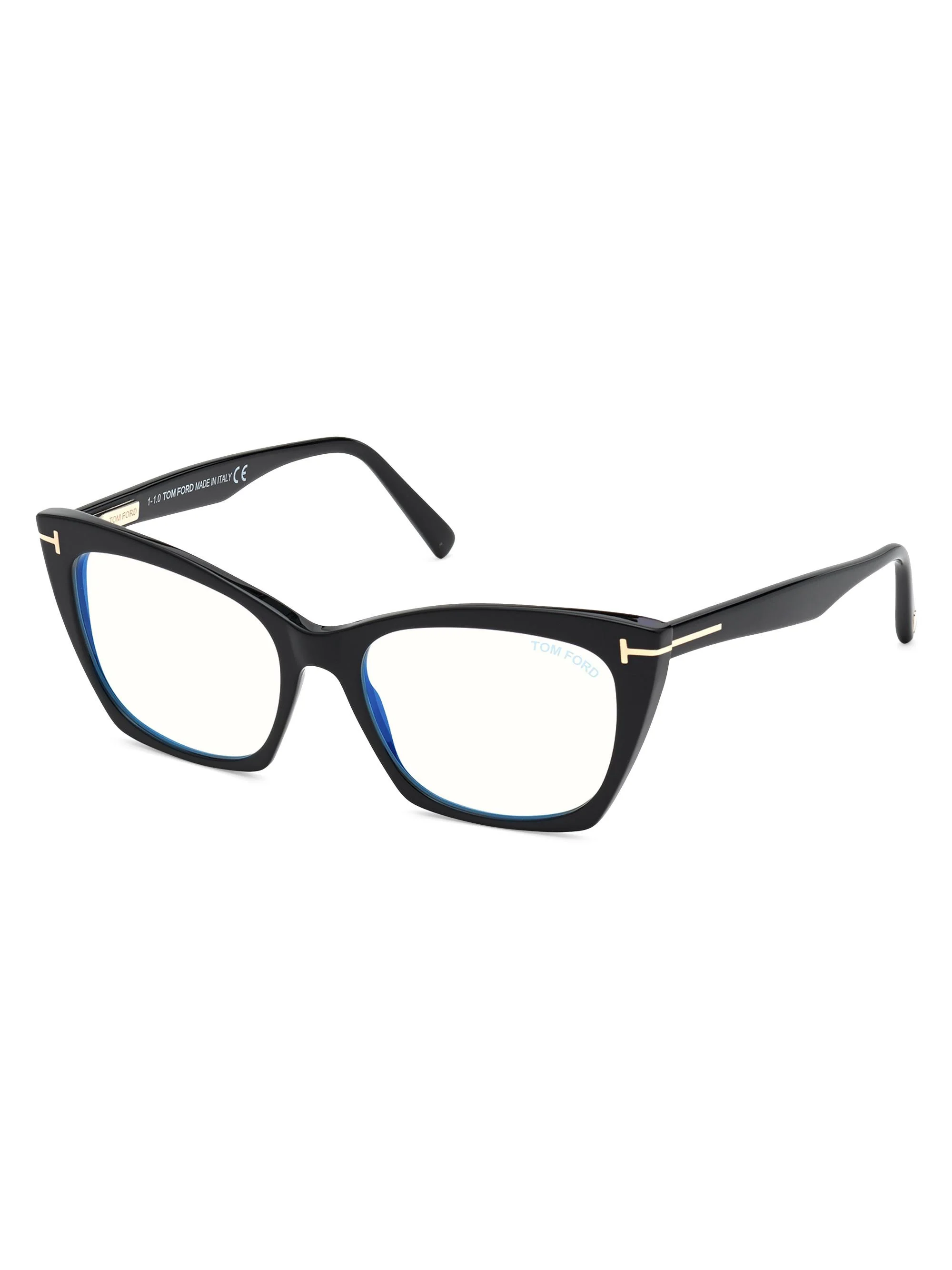 Women's 54MM Cat-Eye Blue Block Optical Glasses - Black - 1