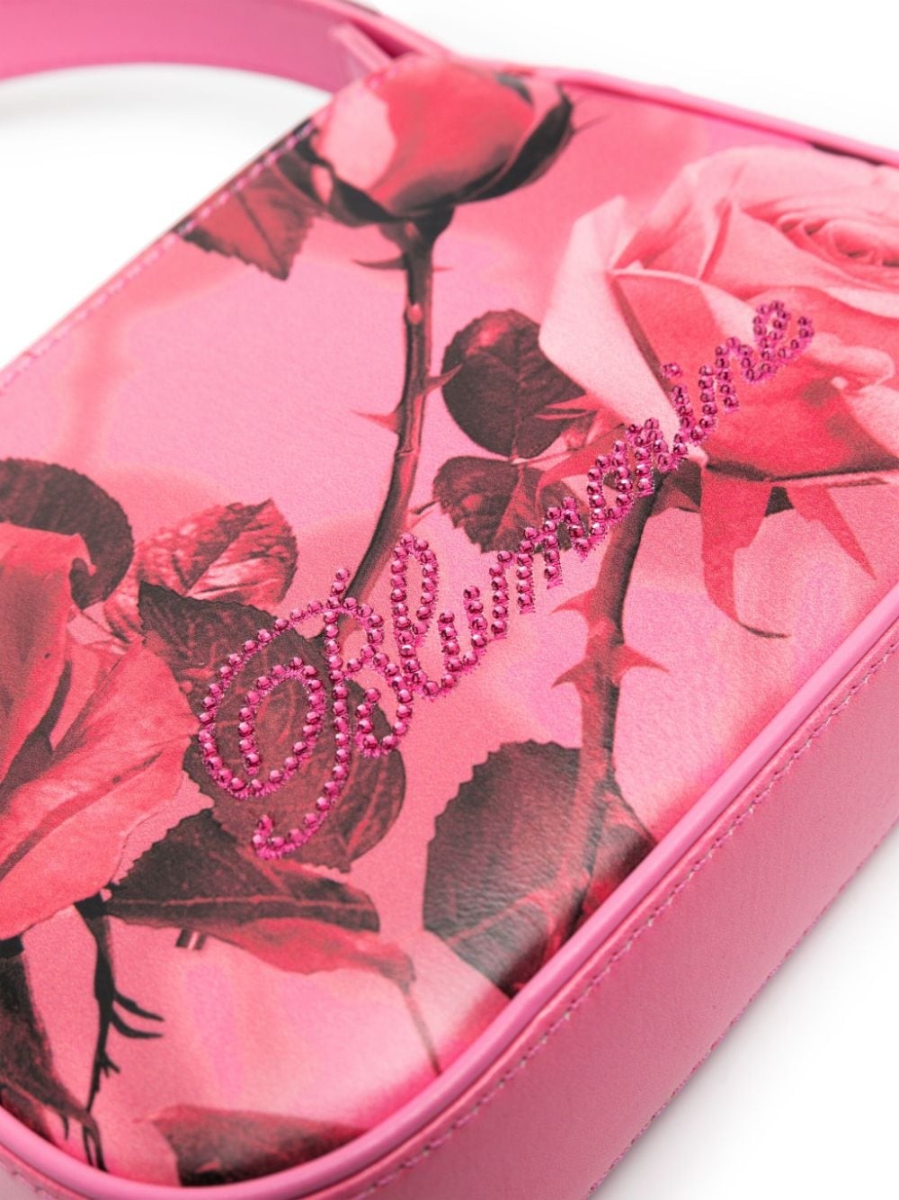 rhinestone-logo floral-print leather tote bag - 4