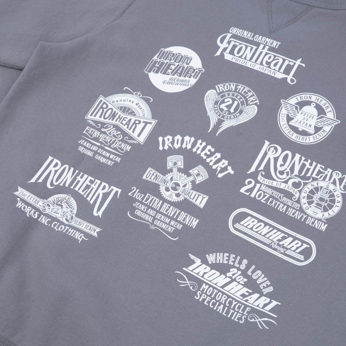 IHSW-68-GRY Printed 14oz Ultra Heavyweight Loopwheel Cotton Crew Neck Sweat - Grey - 8