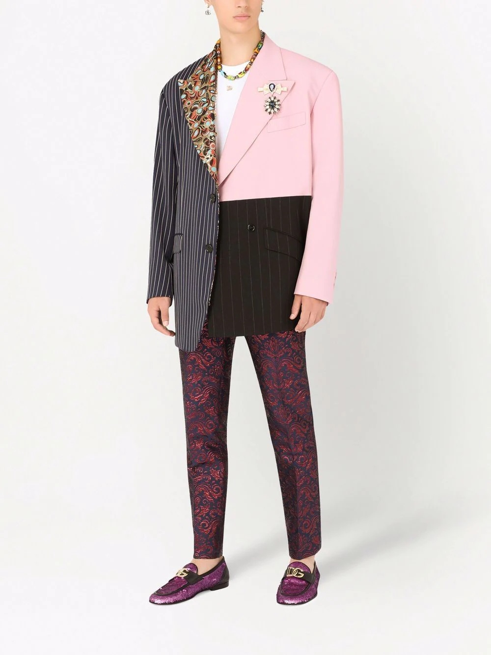 patchwork-panelled asymmetric blazer - 2