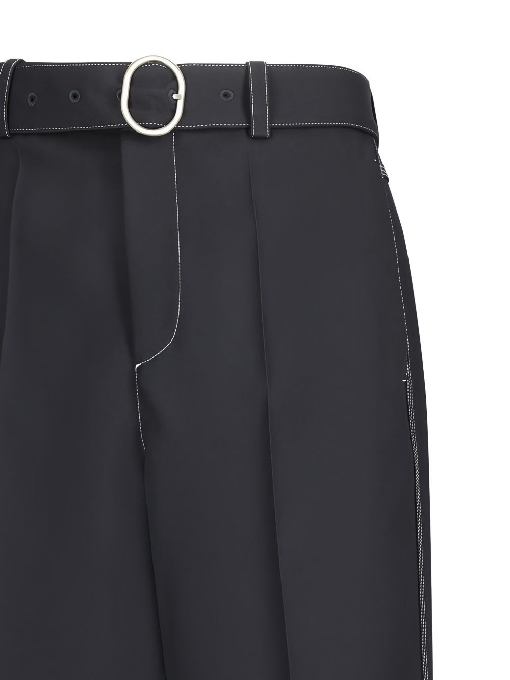 belted contrast-stitching trousers - 3