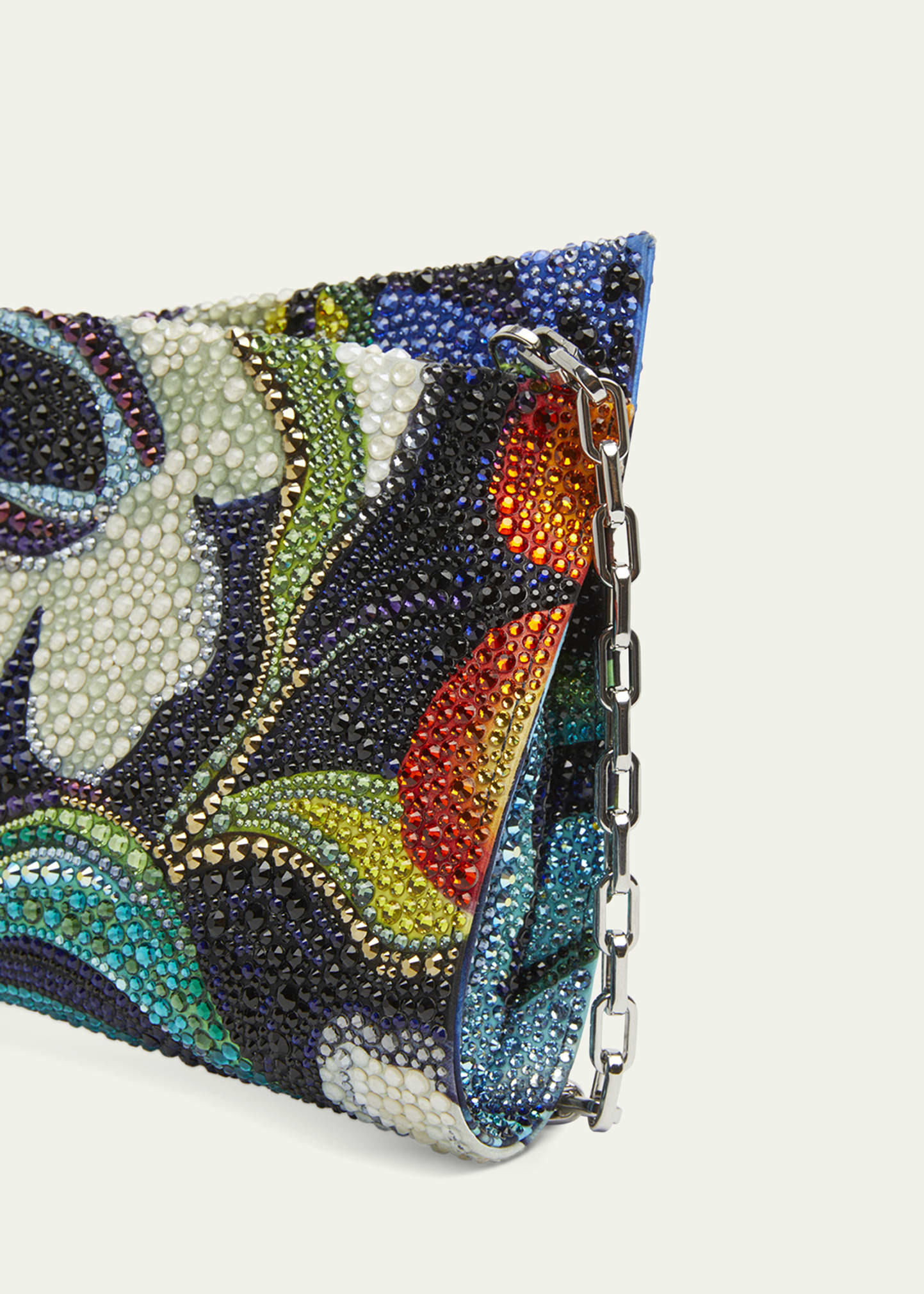 Loubi54 Small Shoulder Bag in Flower Strass Naplak Leather - 5