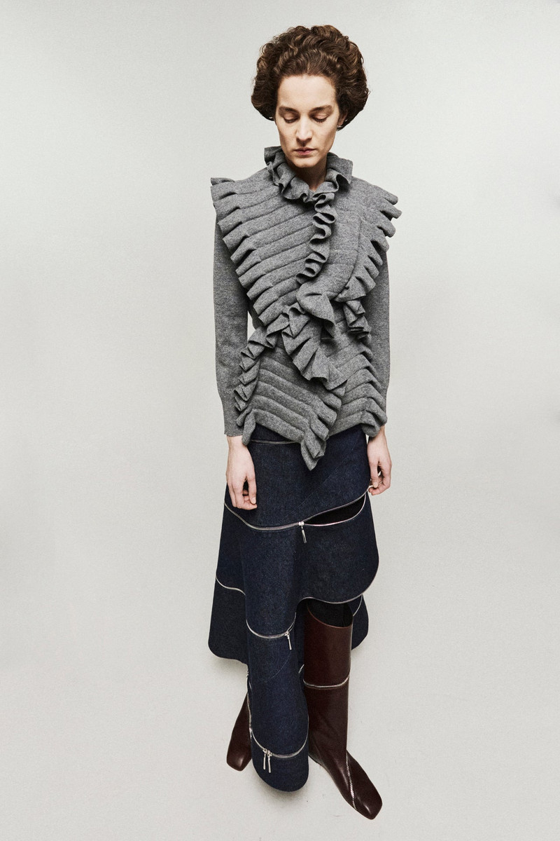KNITTED JUMPER WITH FRONT PANELS MID GREY MELANGE 1