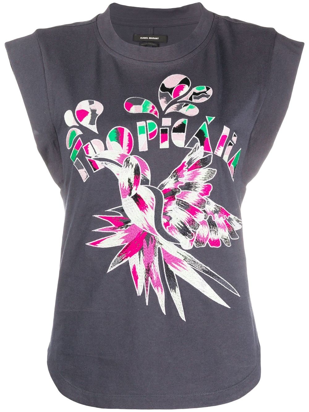 embroidered sleeveless T-shirt - 1