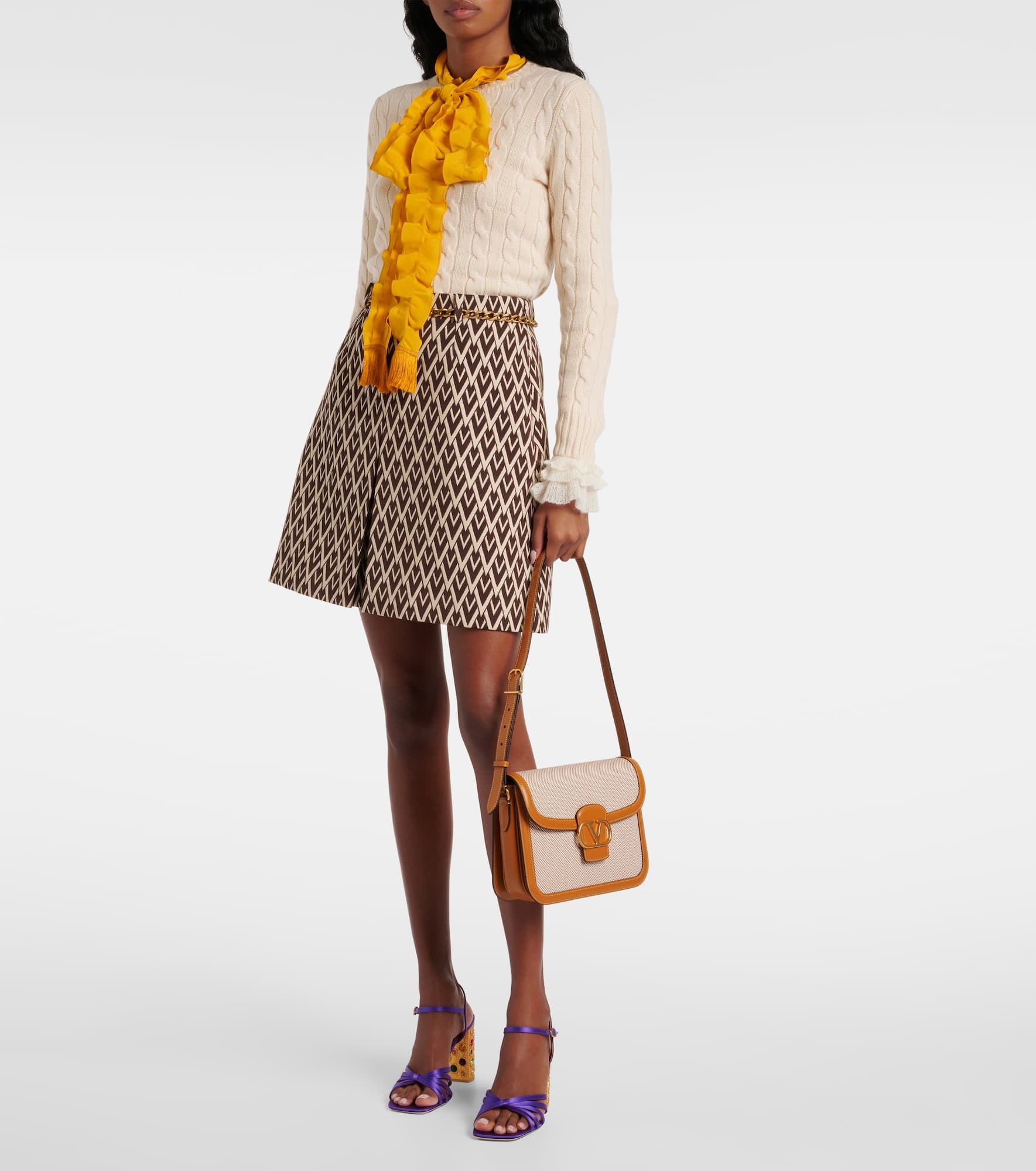 9to5 VLogo Signature canvas shoulder bag - 5