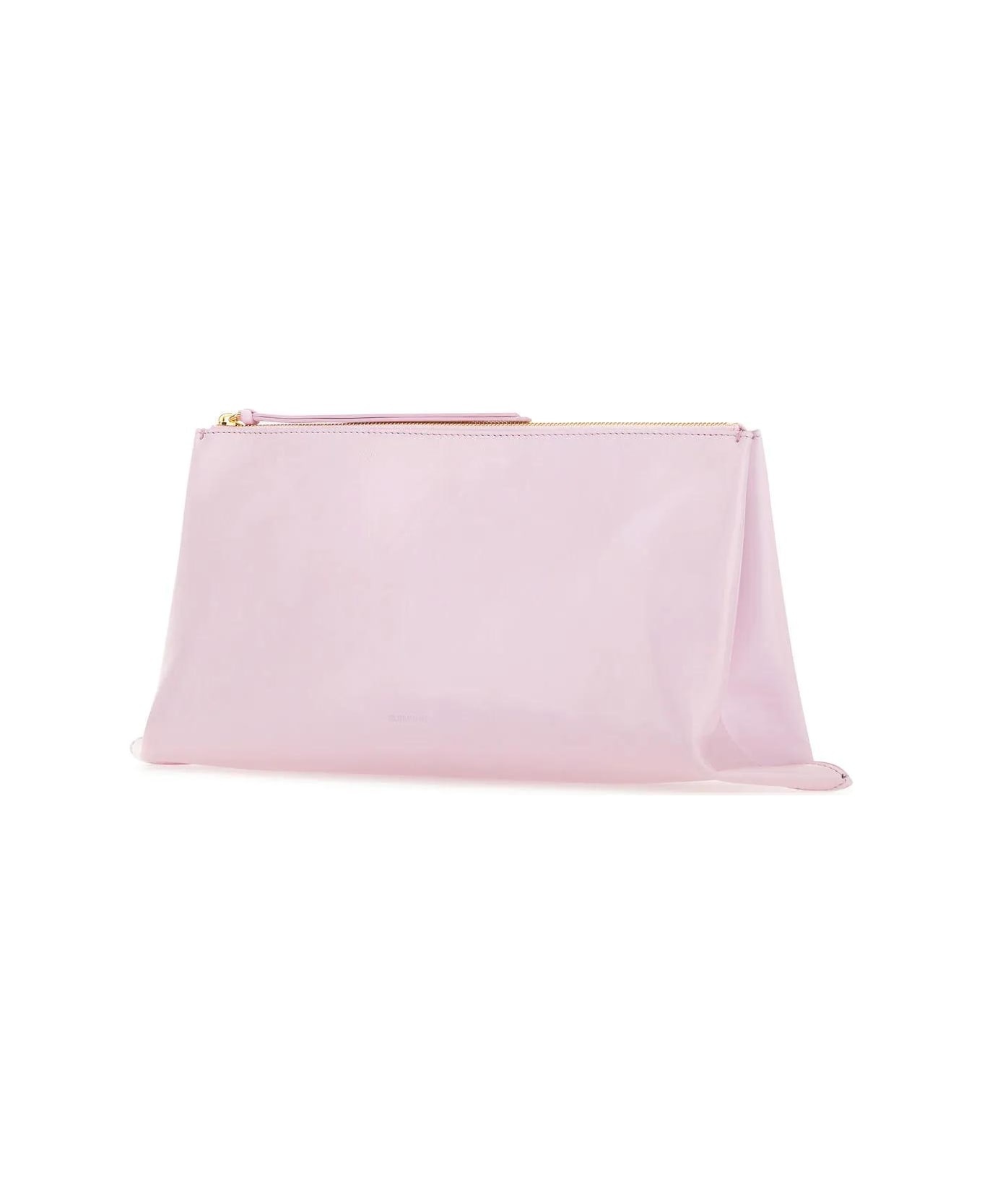 Pastel Pink Leather Medium Clutch - 2