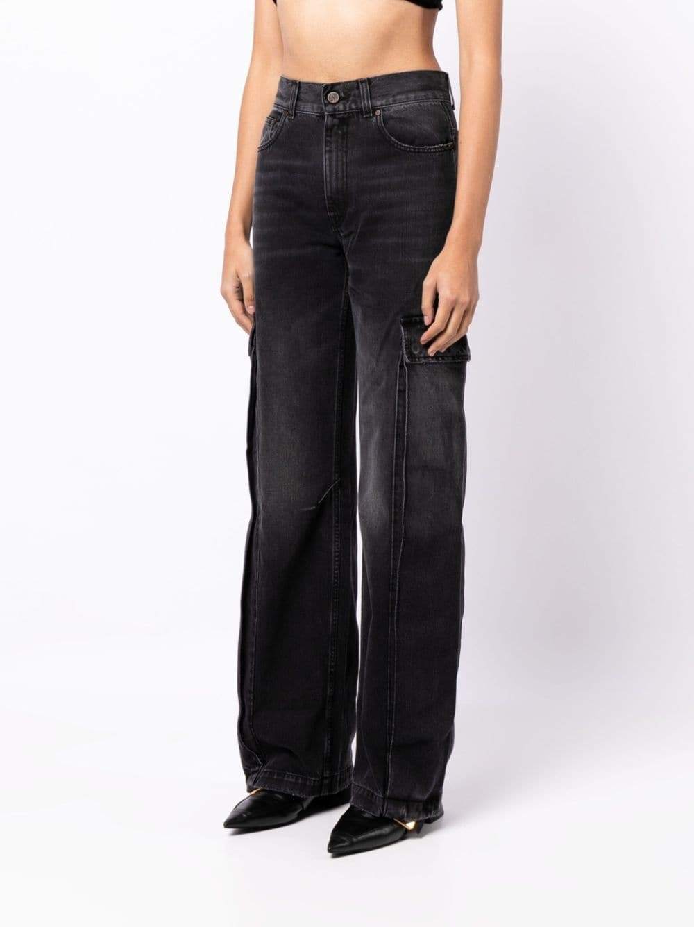 wide-leg cargo jeans - 3