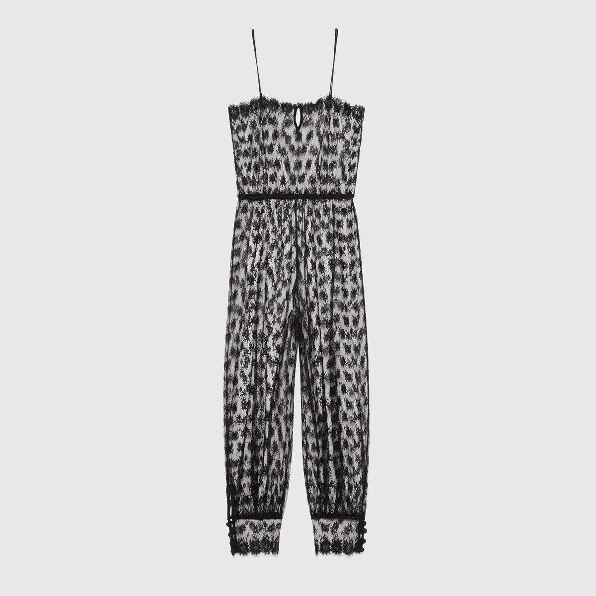 Black floral lace jumpsuit - 1