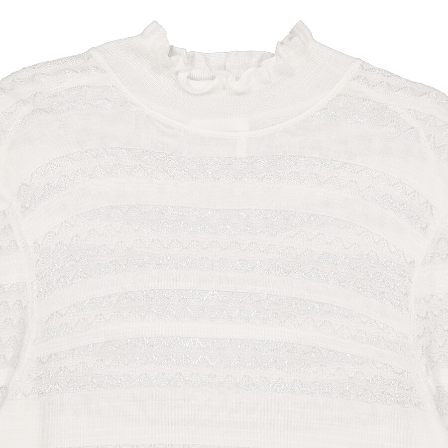 Chloe Ladies Wool-blend Lace Knit Turtleneck Top - 6