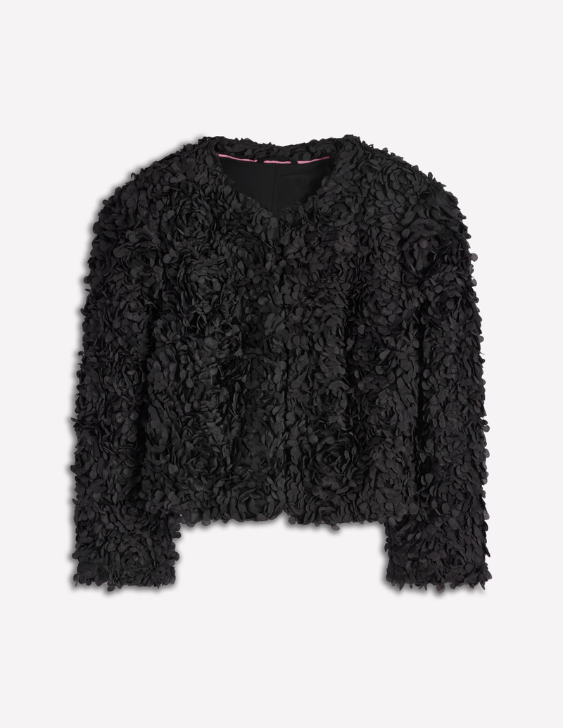 Petal Textured Cropped Jacket-Black, Petal Tulle 1