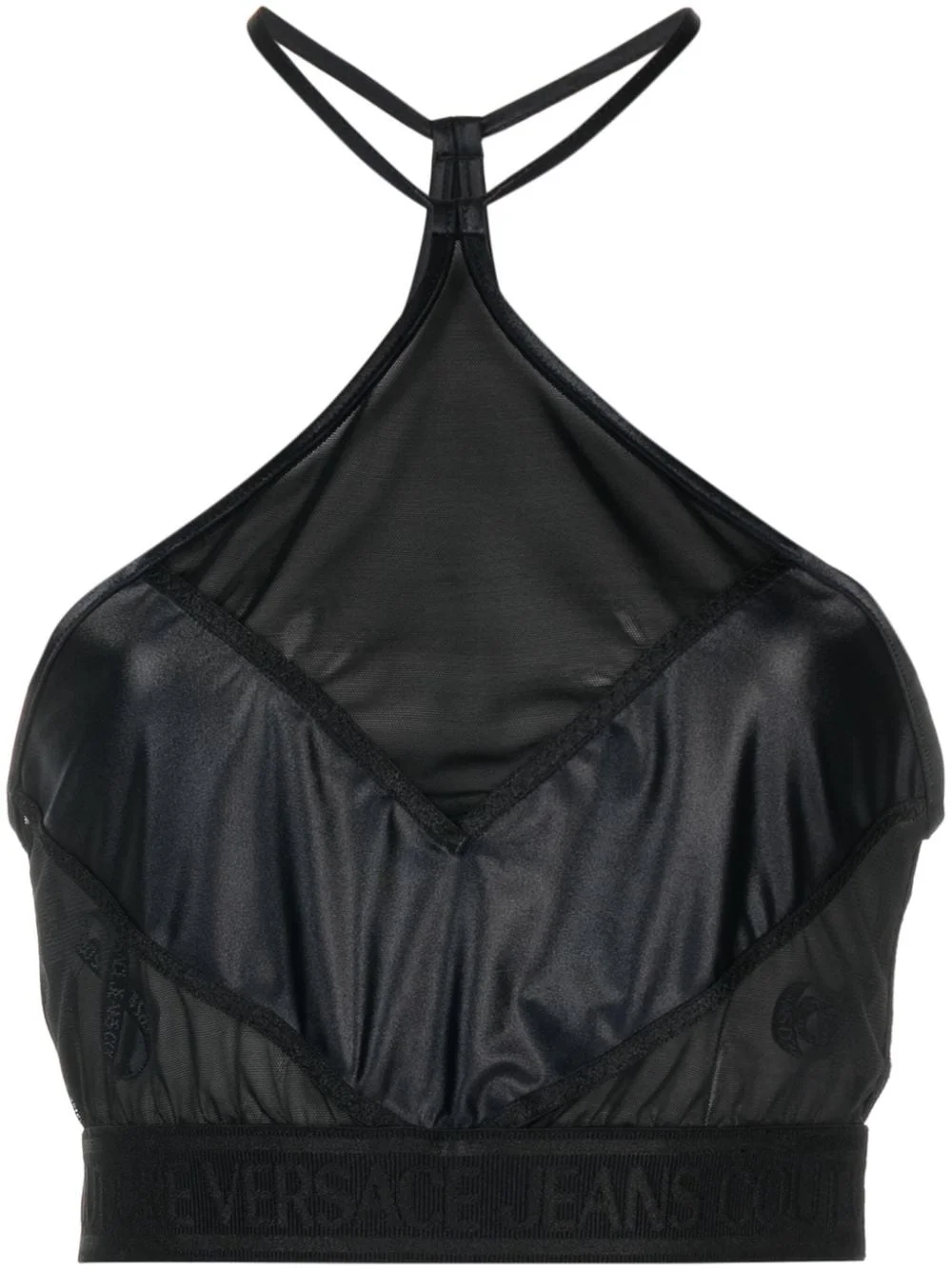 tulle-panelled crop top - 1