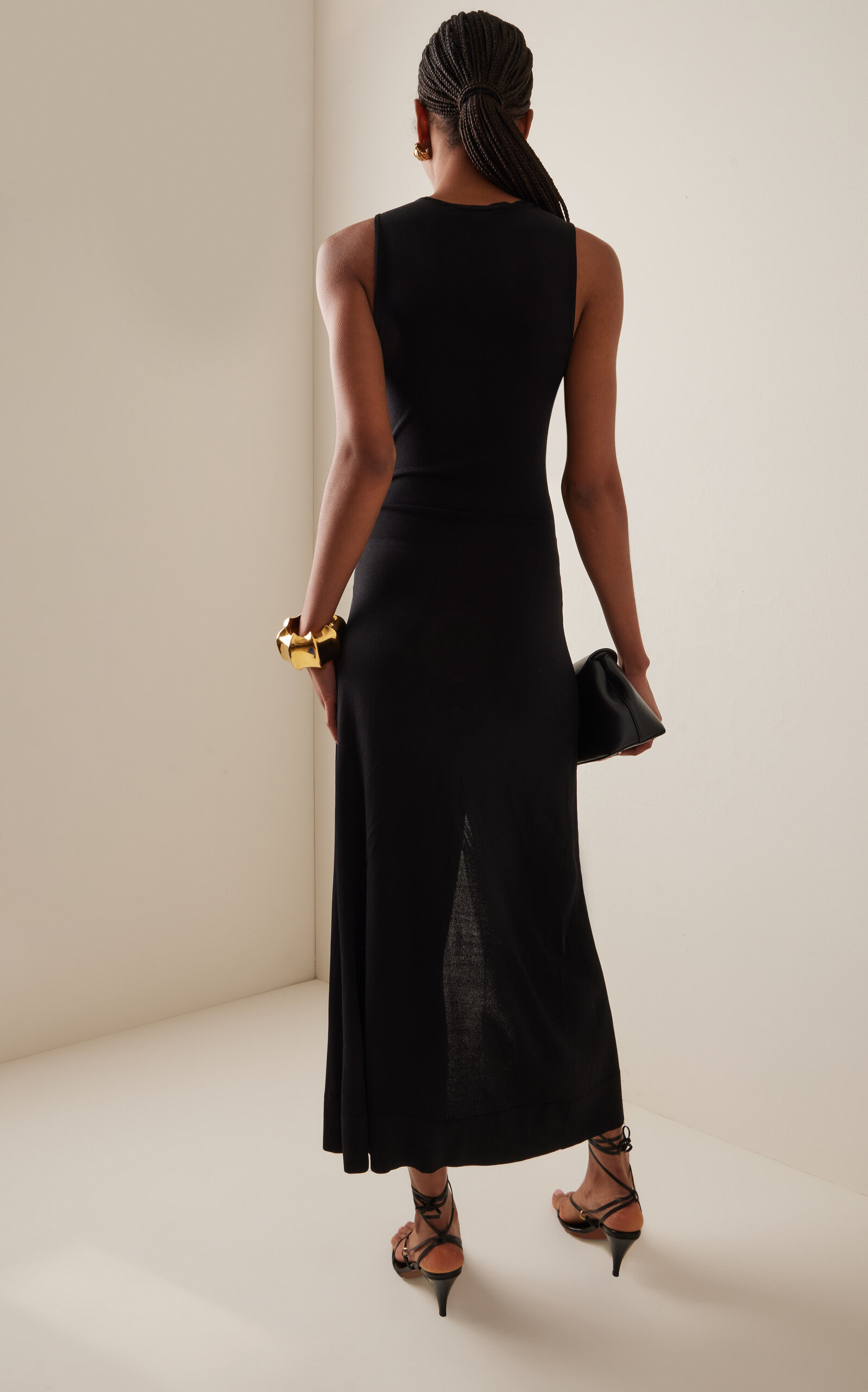 Saralien Gathered Jersey Midi Dress black - 4