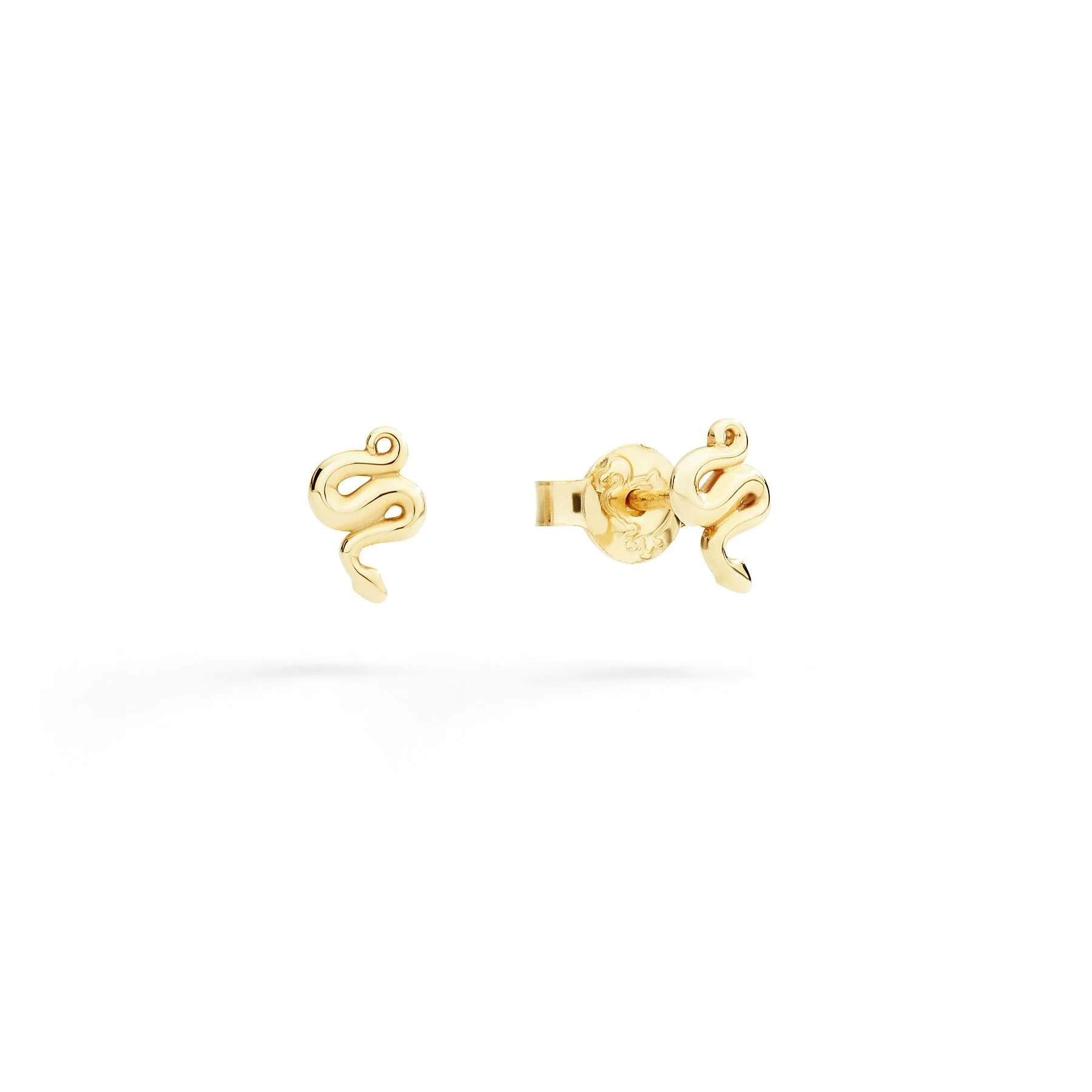 YELLOW GOLD MINI SNAKE STUD EARRINGS - 1
