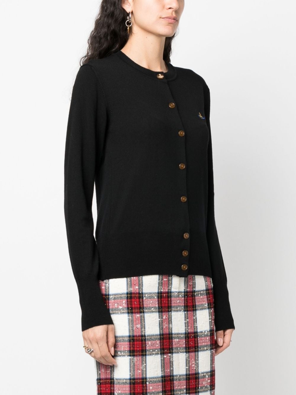 Orb-embroidered wool cardigan - 3