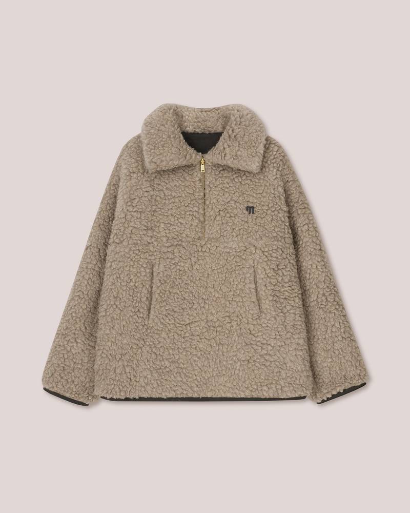 LOUKA - Shearling/Technical coating smock - Khaki/Dark moss - 1