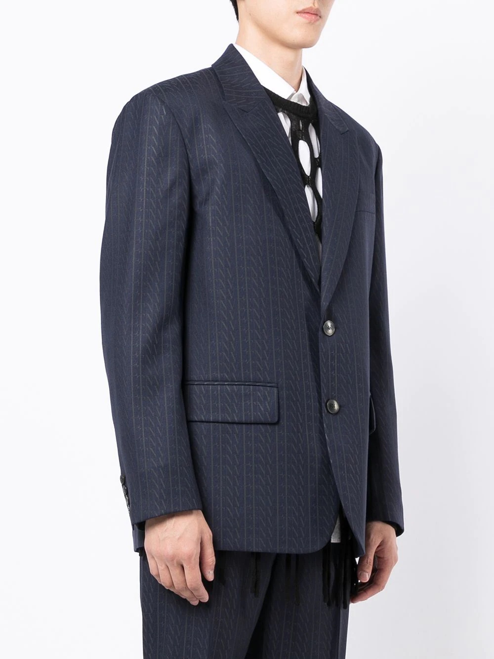 VLTN-print single-breasted suit jacket - 3