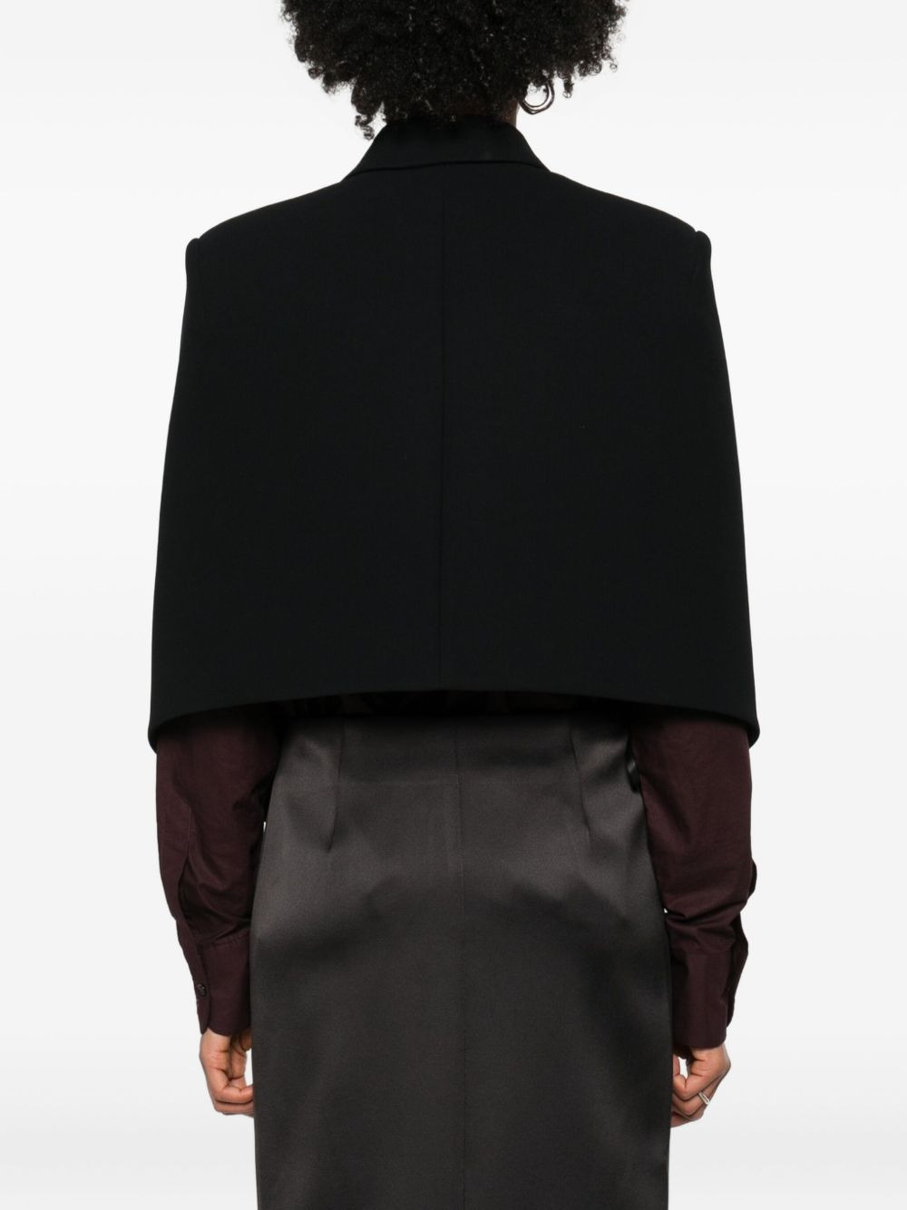 satin-lapel cropped jacket - 4