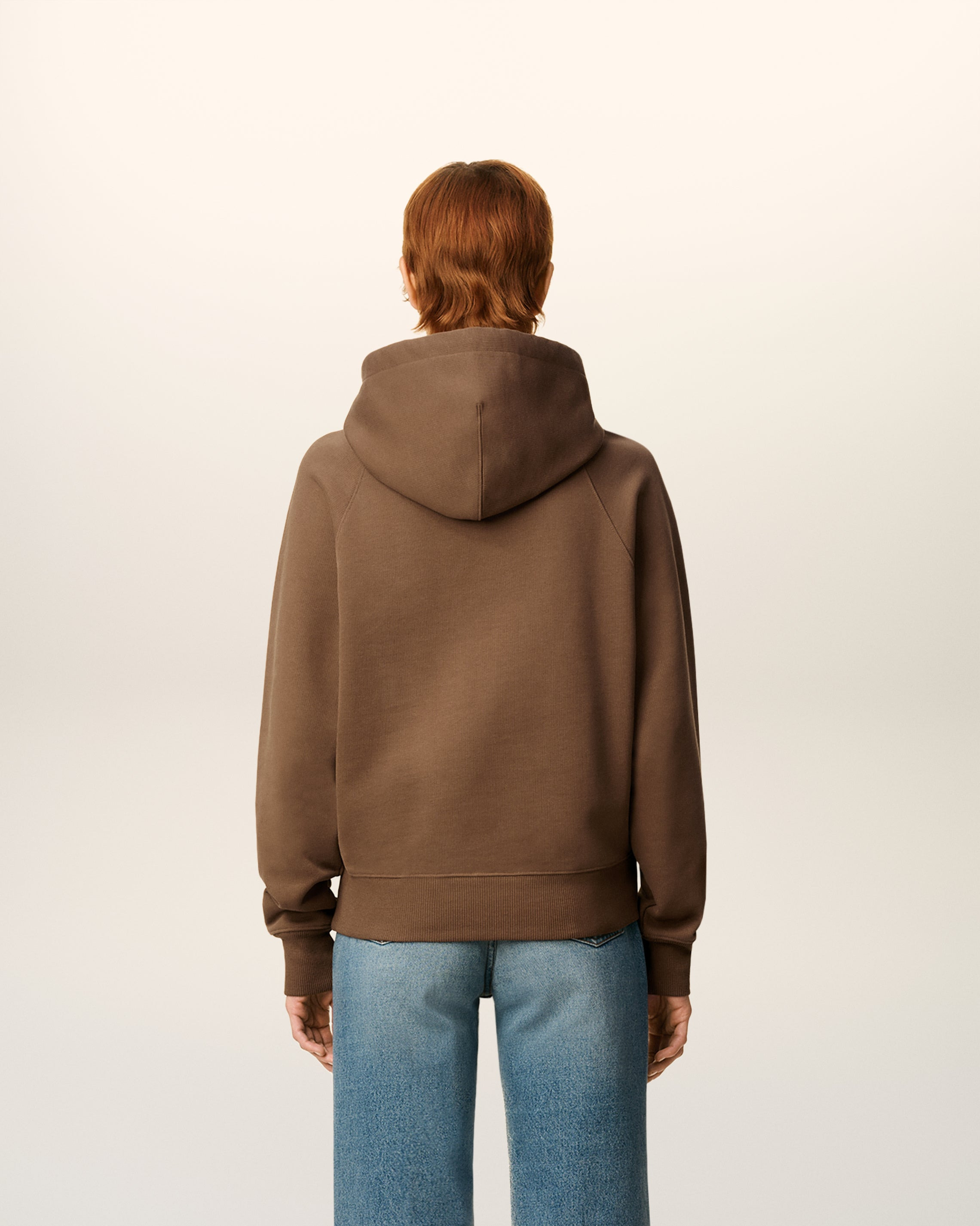 BROWN COTTON AMI DE COEUR HOODIE - 4