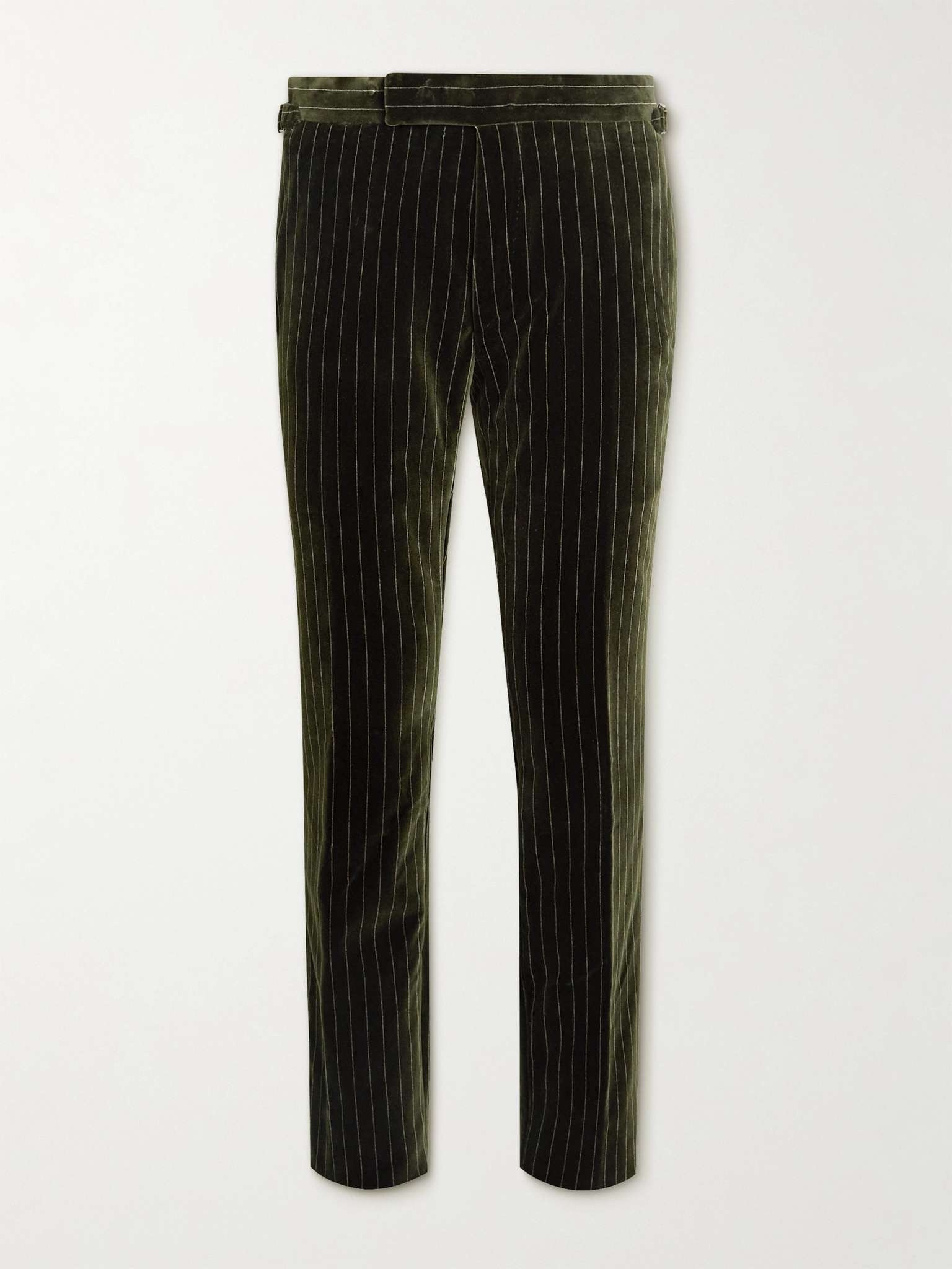 Shelton Slim-Fit Pinstriped Cotton-Velvet Suit Trousers - 1