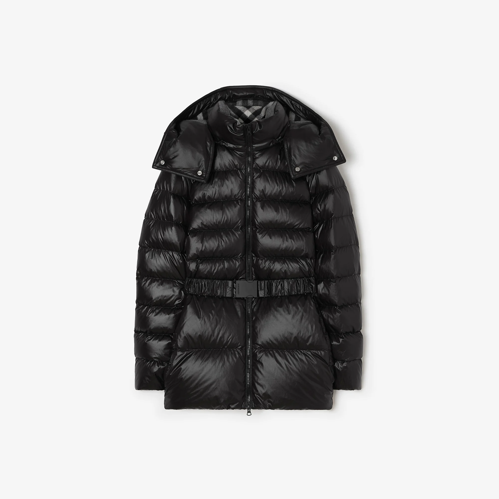 Short Nylon Hooded Puffer Coat - 1