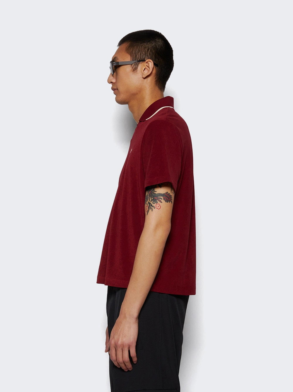 X Wales Bonner Terry Polo Collegiate Burgundy - 3