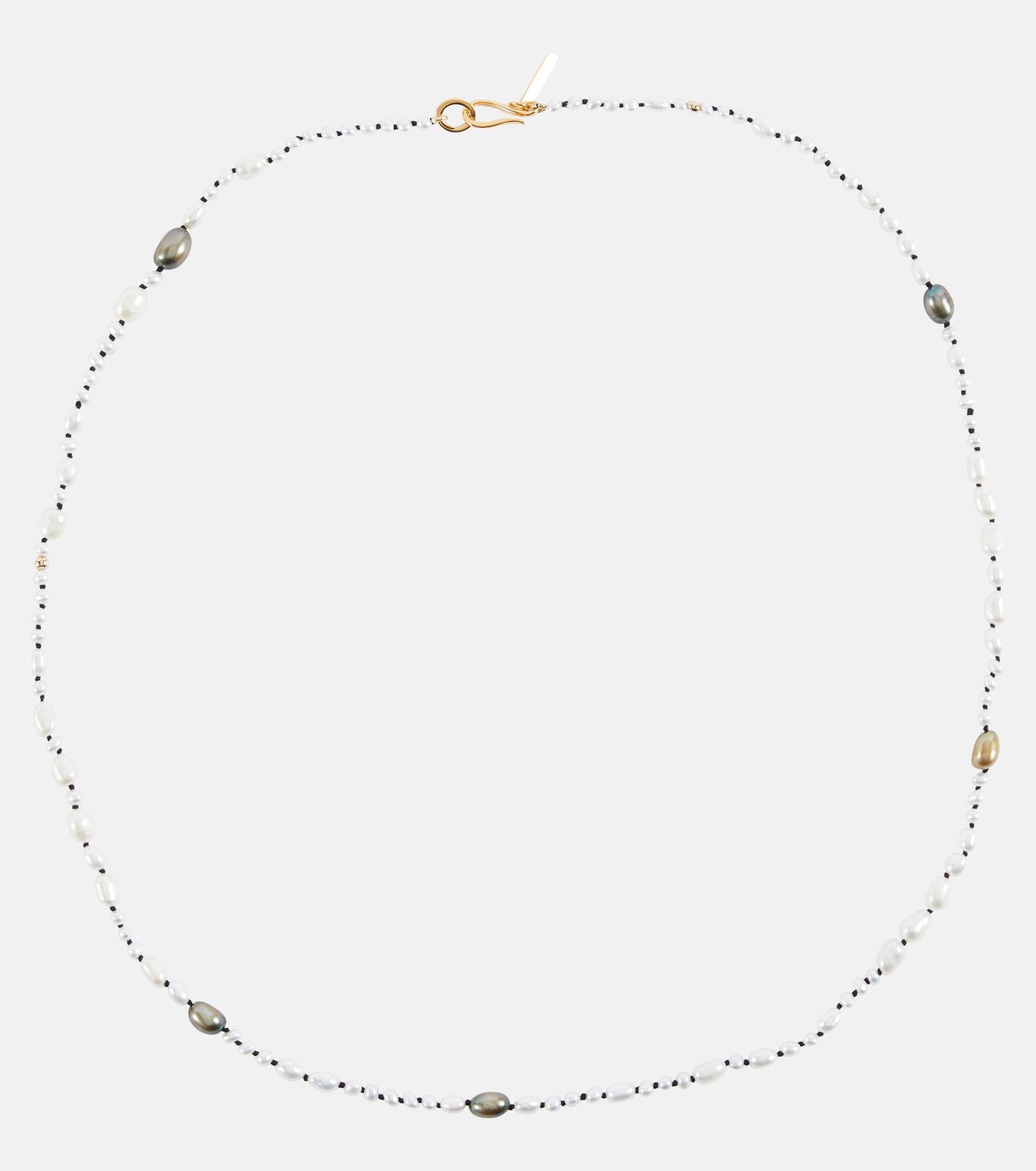 Mermaid necklace with freshwater pearls and 18kt gold-plated silver beads - 1