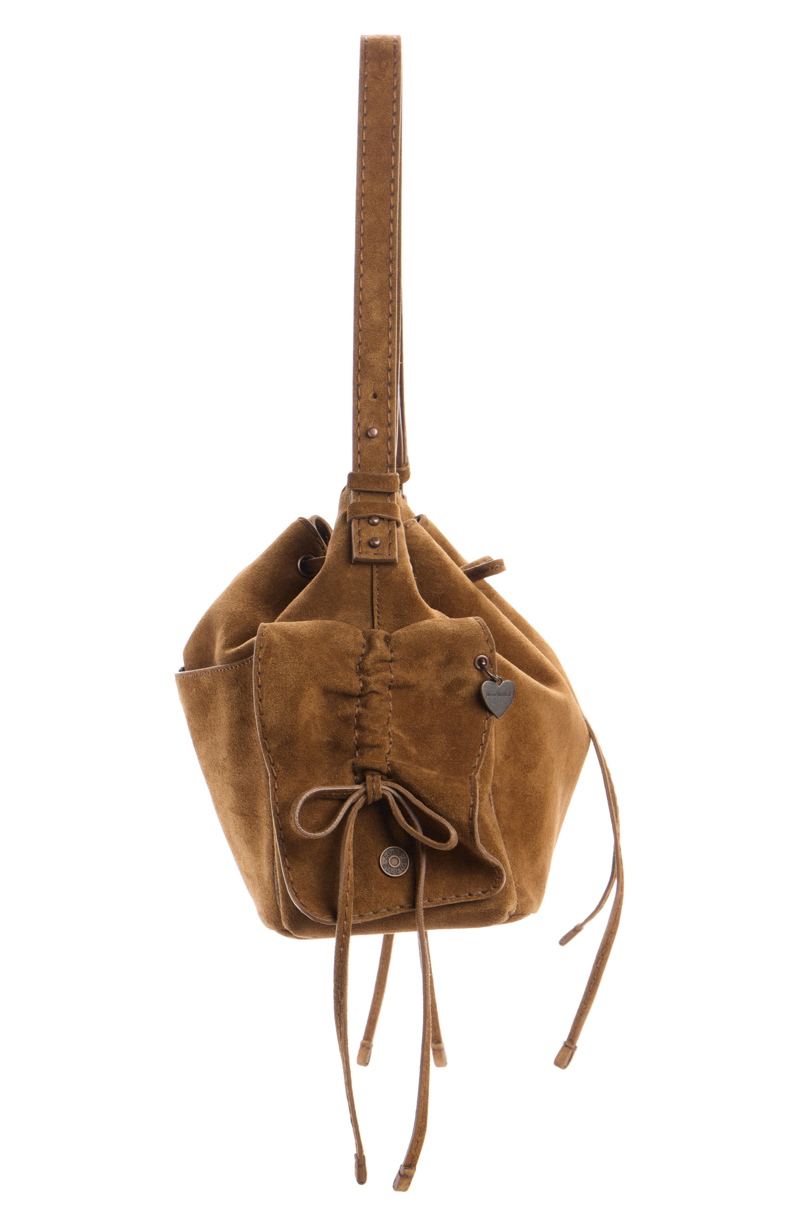 Acne Studios Multipocket Suede Bucket Bag in Cognac Brown at Nordstrom - 4