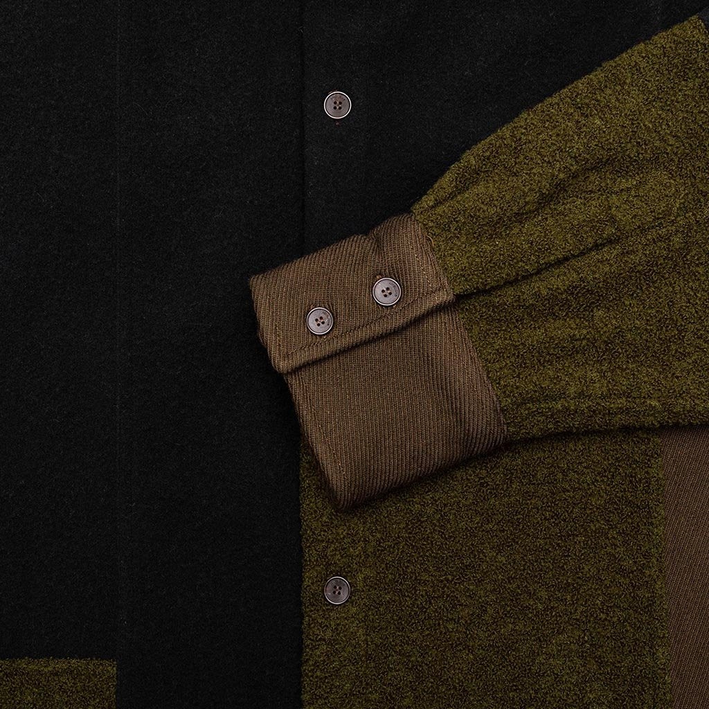 AMBUSH WOVEN FLEECE PATCHWORK SHIRT - DARK GREEN - 4