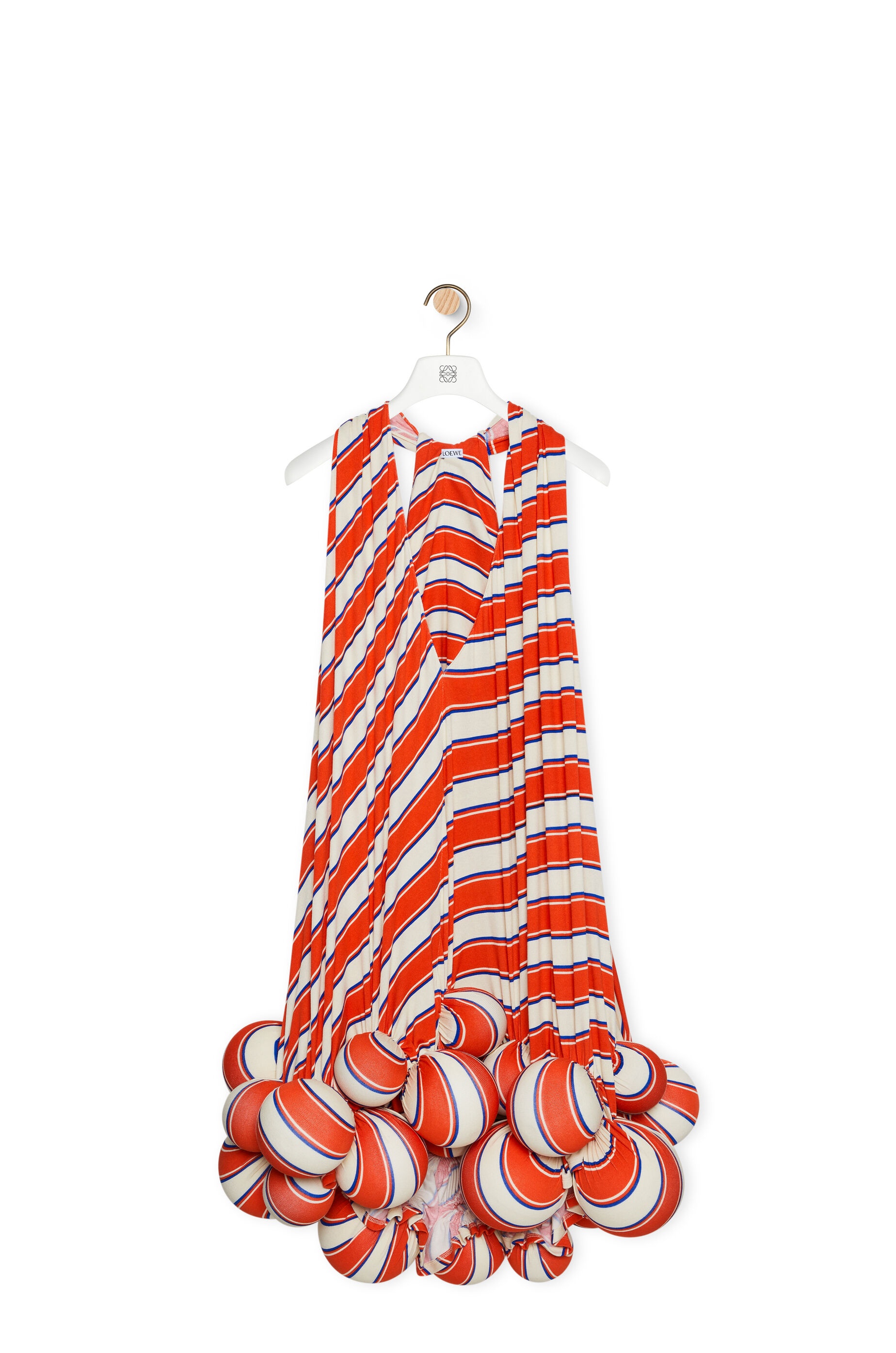 Stripe pom pom dress in viscose - 1