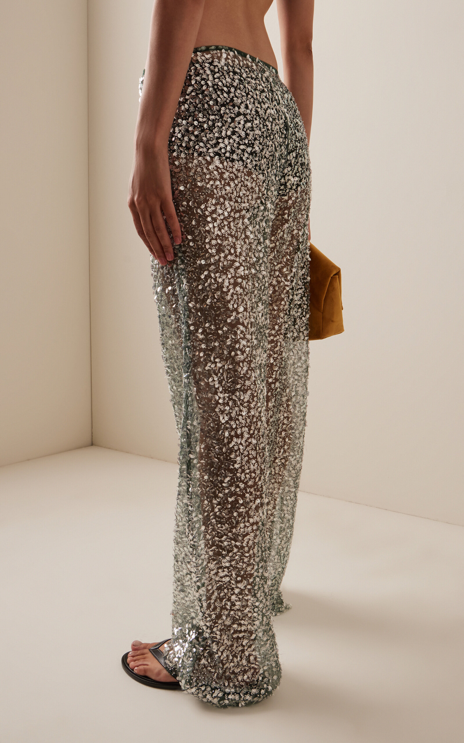 Alexium Sequined Wide-Leg Pants green - 4