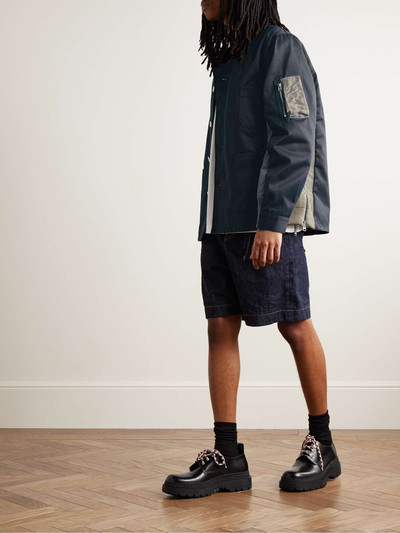 sacai Zip-Detailed Panelled Cotton-Twill and Nylon Jacket outlook