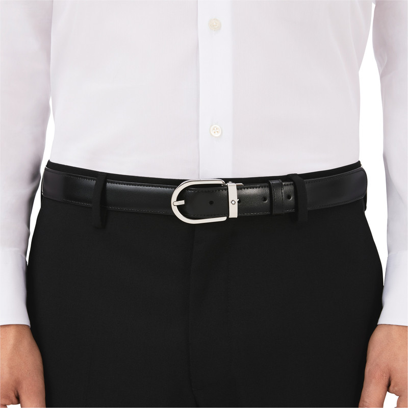 Montblanc Horseshoe buckle black/brown 30 mm reversible leather belt outlook