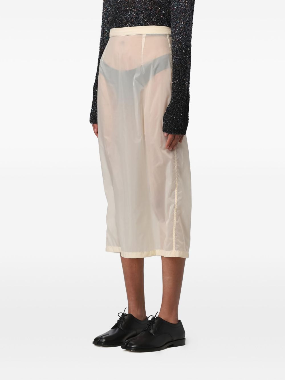 high-waisted chiffon midi skirt - 3