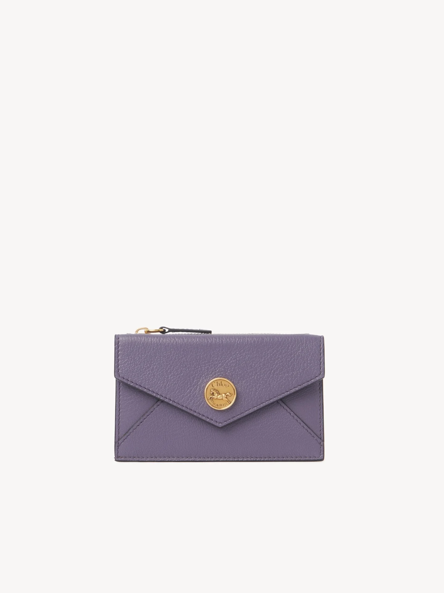 SMALL ENVELOPE PURSE WITH CARD SLOTS IN GRAINED LEATHER - 1
