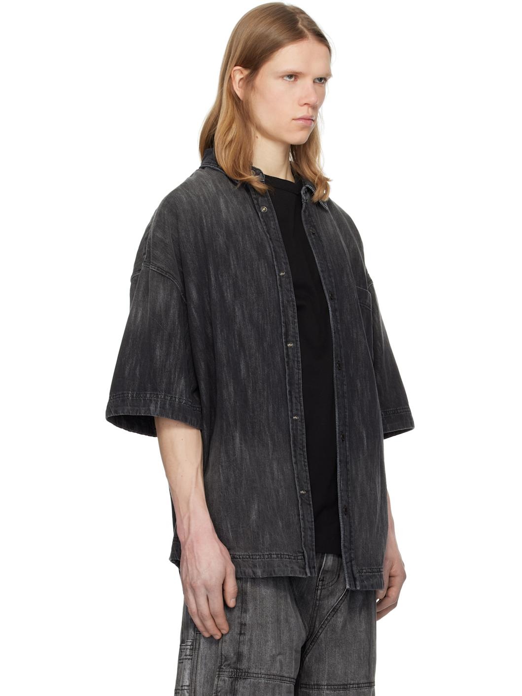 Juun. J Black Short Sleeve Denim Shirt - 2