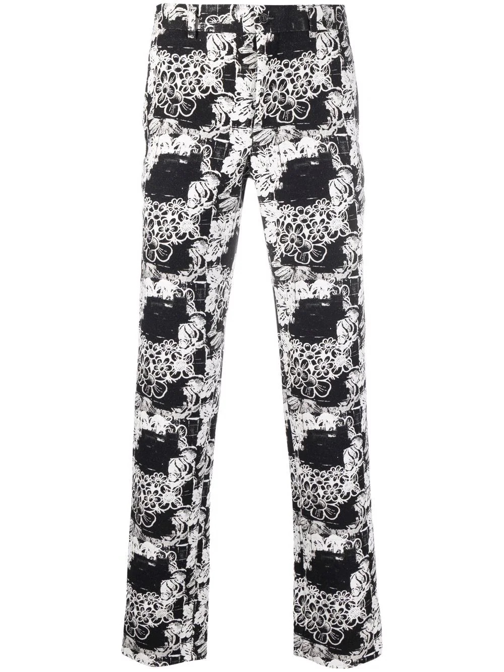 floral straight-leg trousers - 1