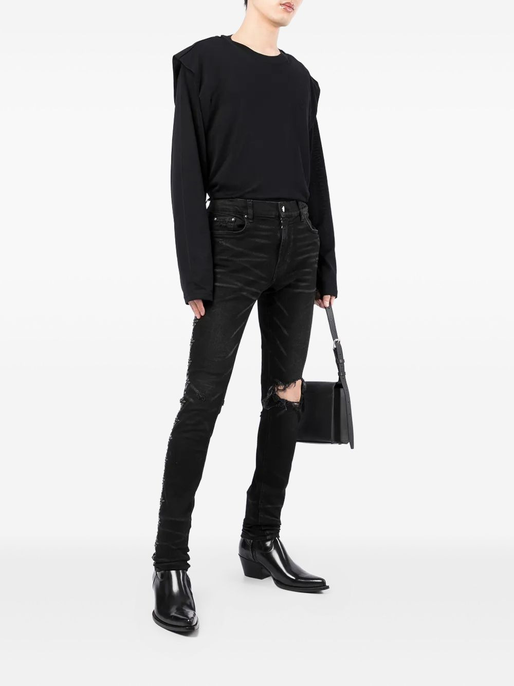 padded-shoulder cotton sweatshirt - 2