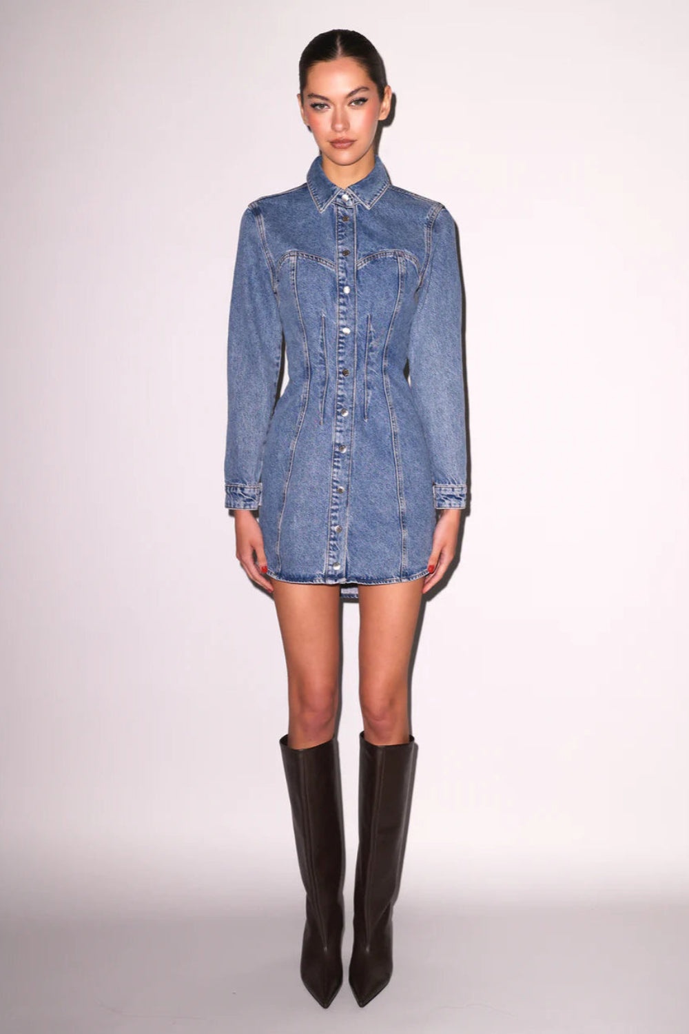 Denim Shirt Dress - 2