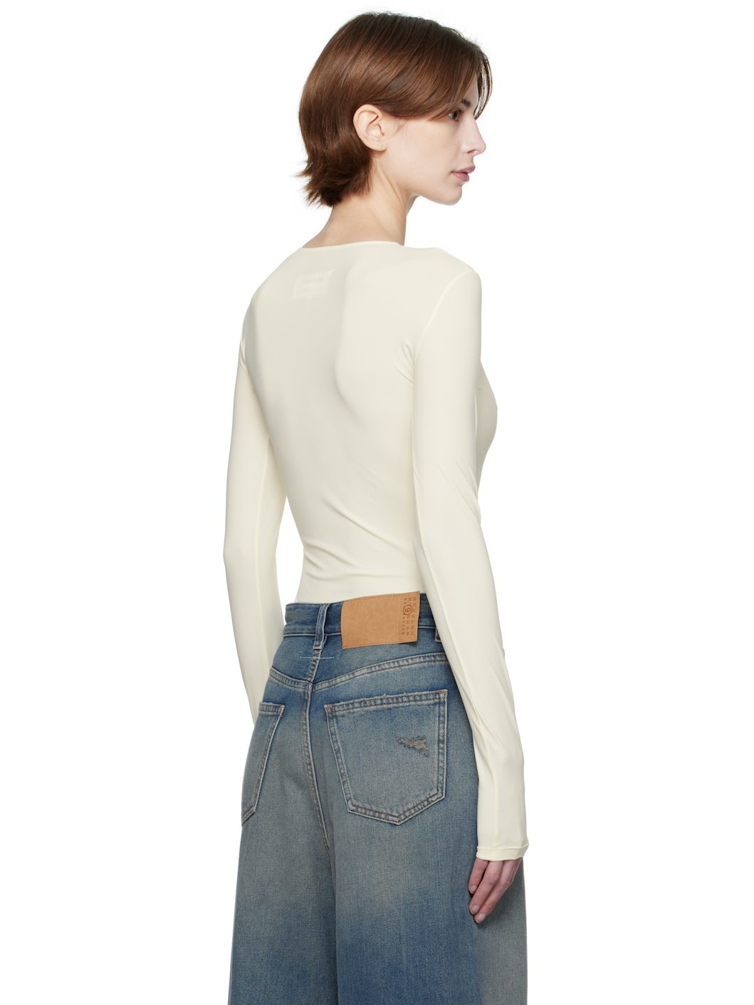 Beige Lycra Jersey Bodysuit - 3