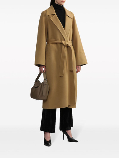 LOW CLASSIC vertical-seamed brushed maxi coat outlook