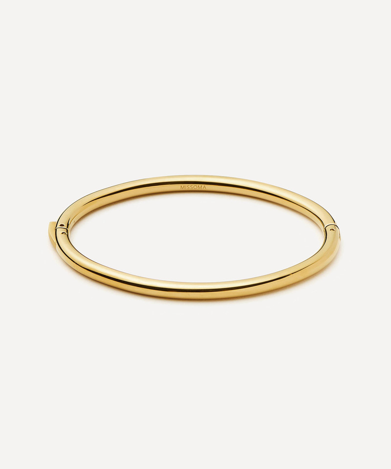 18ct Gold-Plated Classic Round Hinged Bangle Bracelet 1