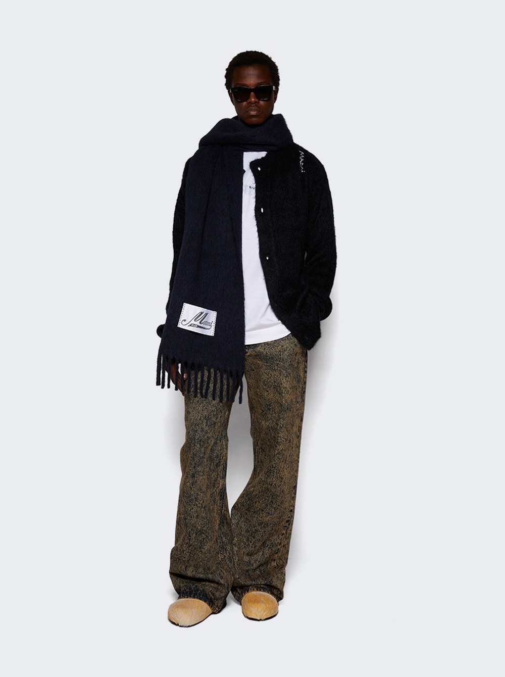 Brushed Alpaca Scarf Black - 3