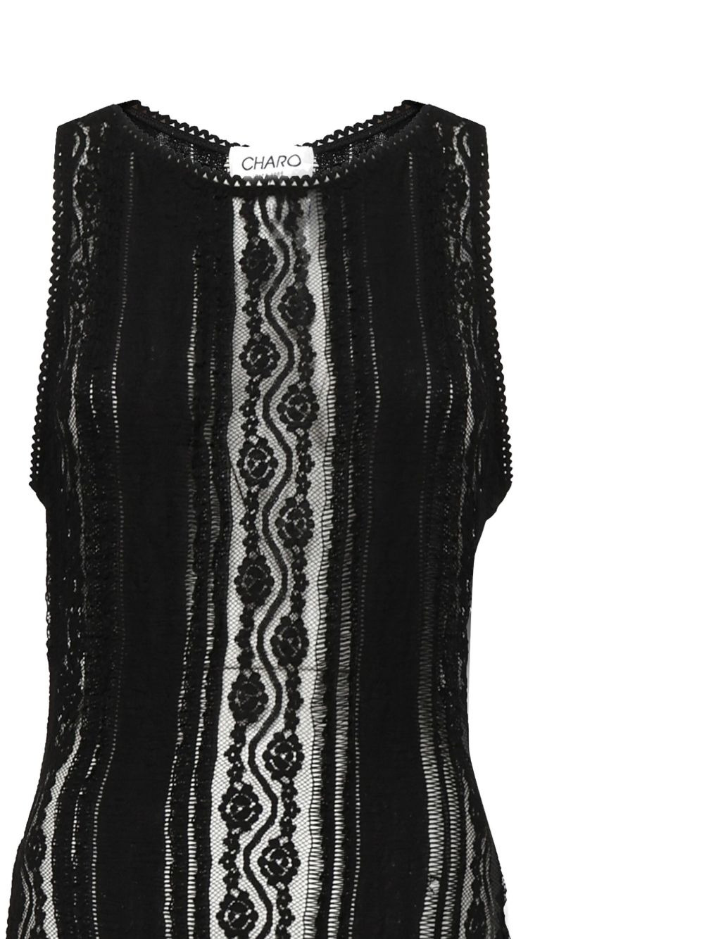 lace-pattern sleeveless dress - 3