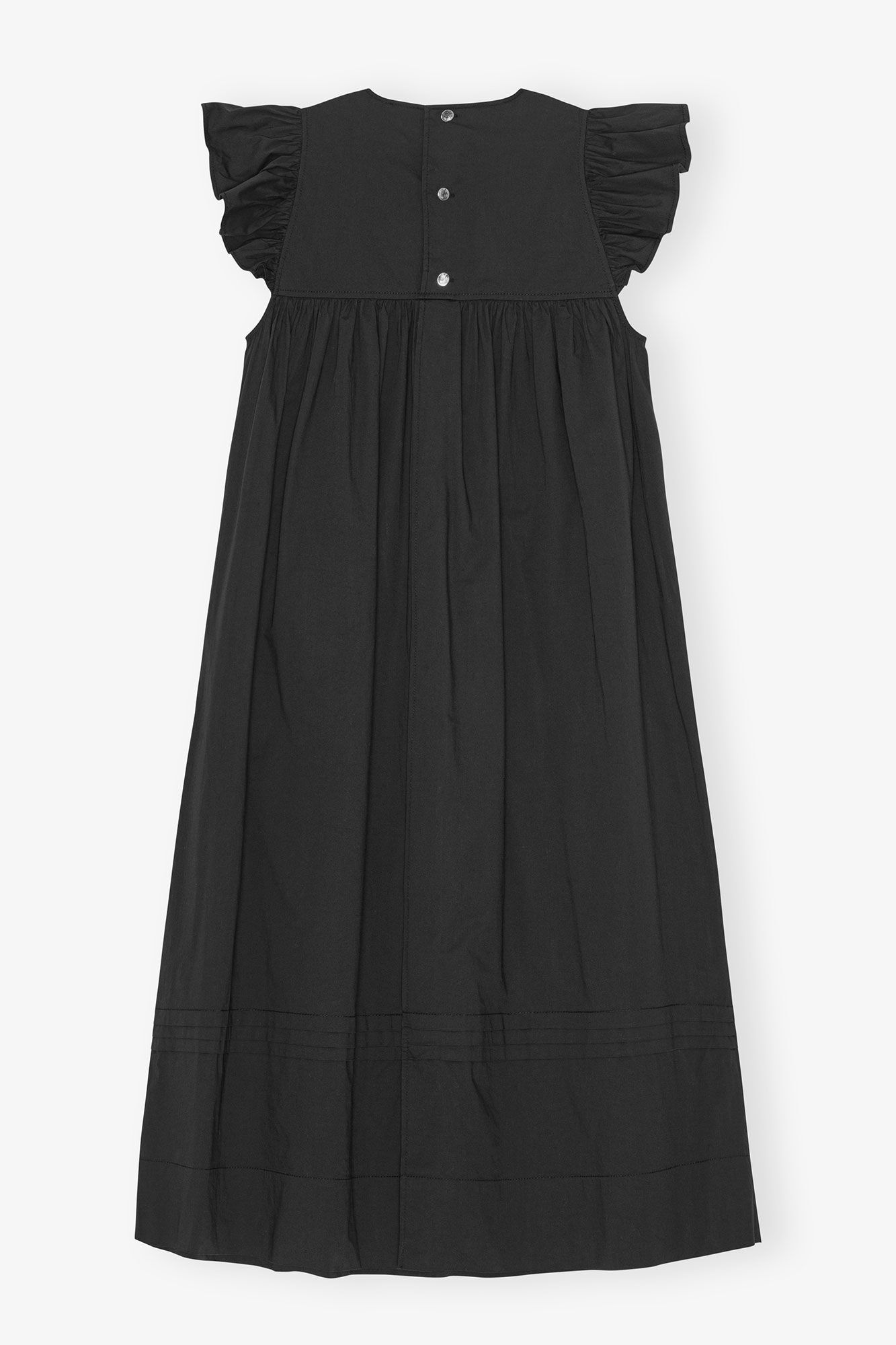 BLACK STRETCH COTTON FRILL SLEEVE DRESS - 6