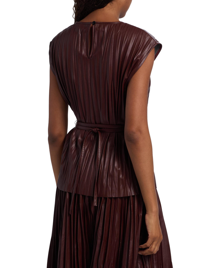 Women's Lyra Pleated Faux Leather Top - Oxblood 5