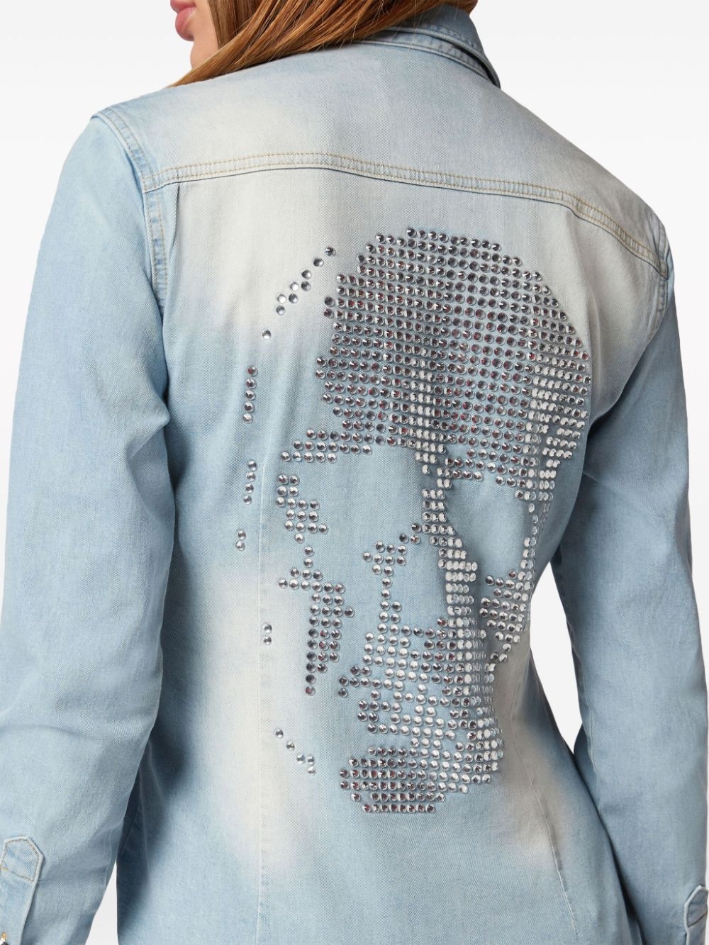 crystal-embellished denim shirt - 4